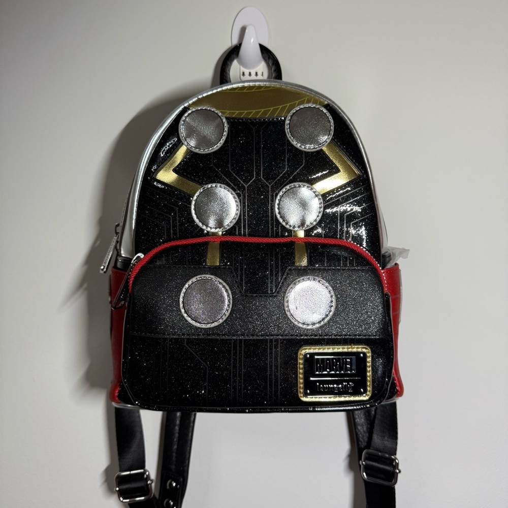 NEW Loungefly Marvel Shine Thor Cosplay Mini Backpack Bag Metallic Glitter